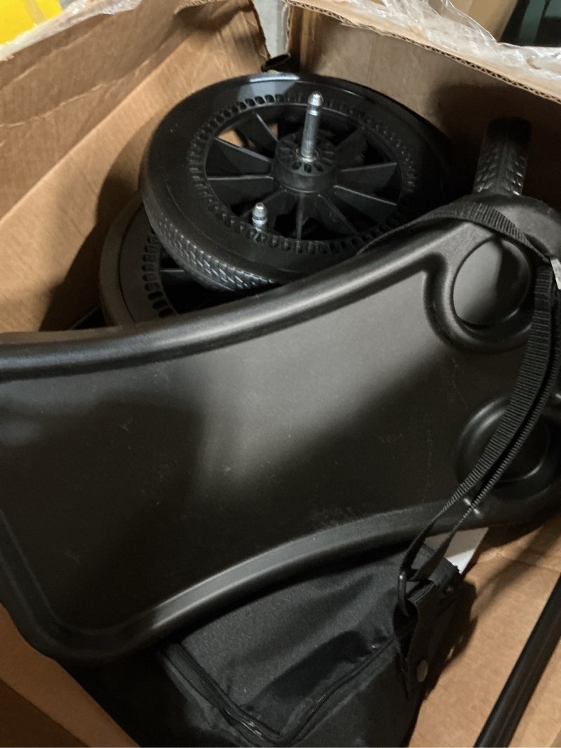 Condition photo showing As Is for ELEMARA Foldable Wagon Stroller, Stroller Wagon for 2 Kids, Premium All Terrain Wagon for Kids with Removable Canopy, Adjustable Push/Pull Handle, Harnesses, Large Storage Bag, Gray Adventurer Gray (missing parts)