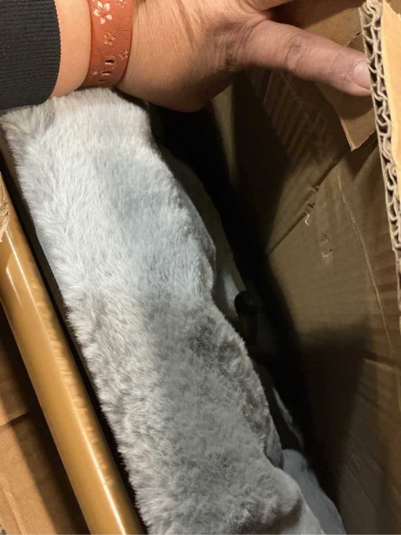 Condition photo showing Good Condition for Comfy Saucer Chair, Foldable Living Room Chairs, Soft Faux Fur Lounge Chair for Bedroom, Reading Chairs for Adults, Teens, X-Large (Grey) Ottoman-grey