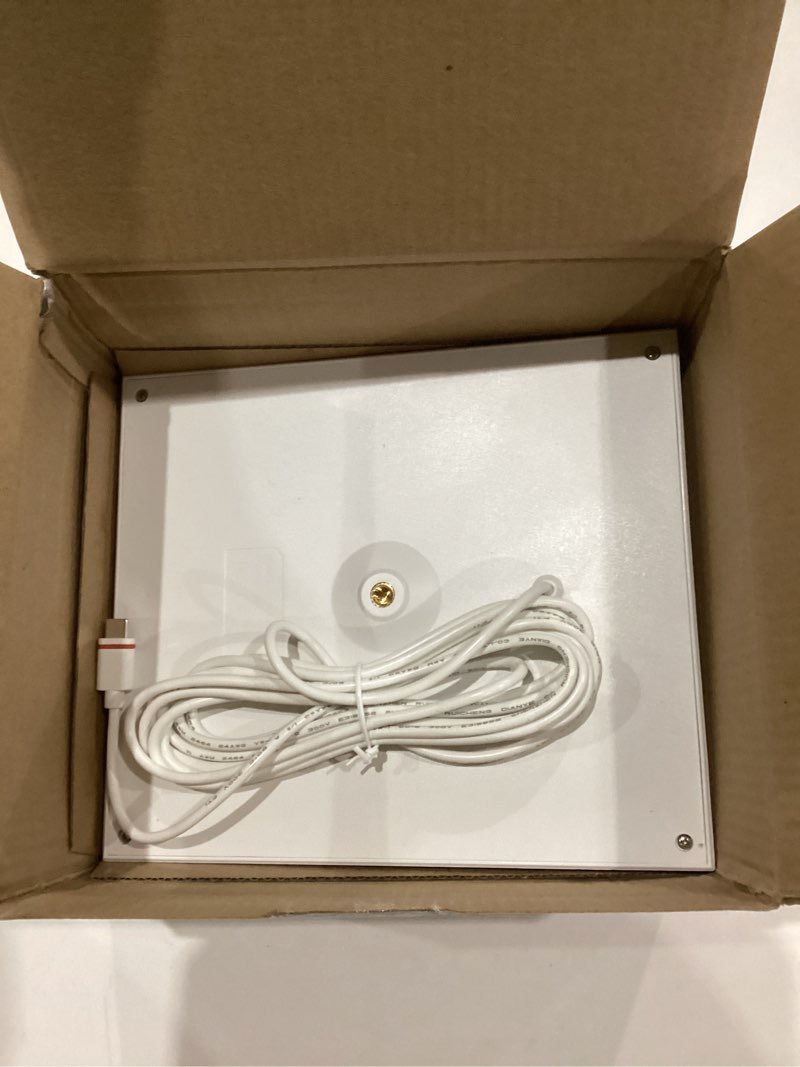 Condition photo showing As Is for (Only 1 panel included) (missing pieces)  Solar Panel for Ring Camera, 3 Pack 4W Solar Charger Compatible with Rings Spotlight &All-New Stick Up Outdoor Cam Battery, 10ft Long Cable with USB-C to Ring Barrel Plug Adapter White 3PCS