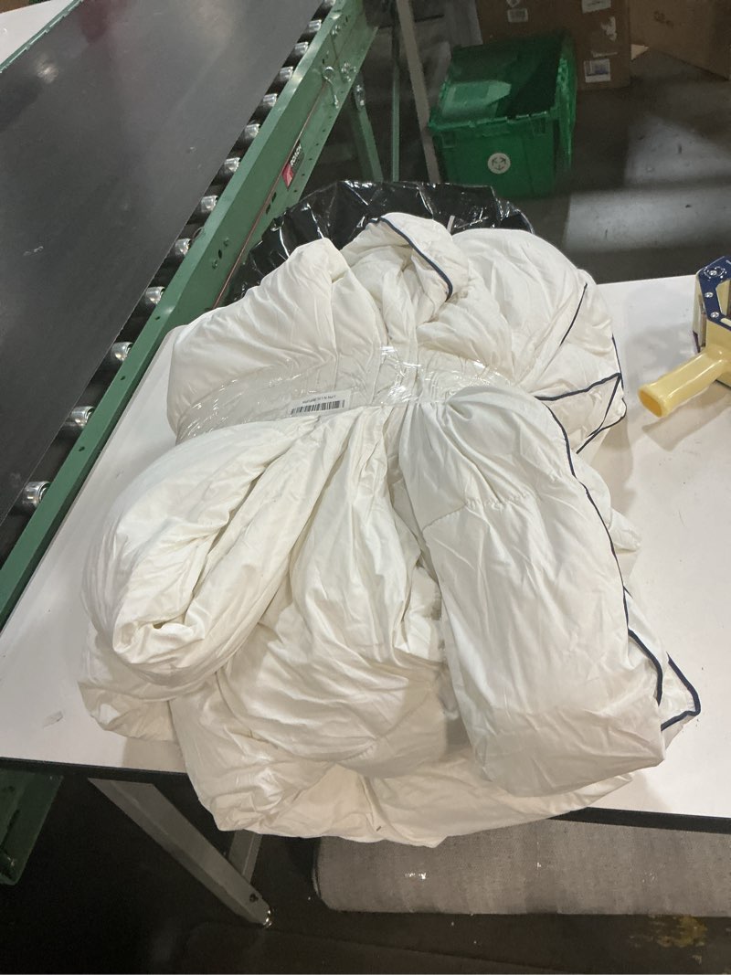 Condition photo showing Good Condition for downcool feather down fiber comforter king size, 100% cotton ultra soft fluffy duvet insert king, all season luxurious hotel bedding comforters with corner tabs, white 106"x90" white king