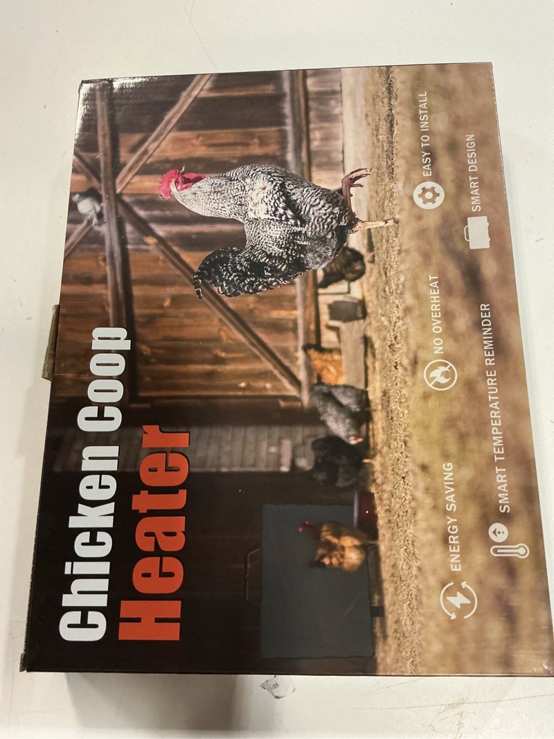 Condition photo showing New/Like New for chicken coop heater for winter, safe 140w radiant heat panel with etl certification, quiet & light-free design, ideal for chicken coops, small pets, and under desk use 15x12