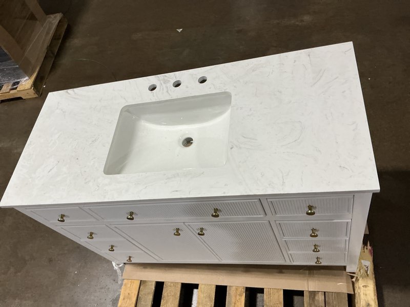 Condition photo showing Good Condition for deluxe living whitehouse 48-in white undermount single sink bathroom vanity 
