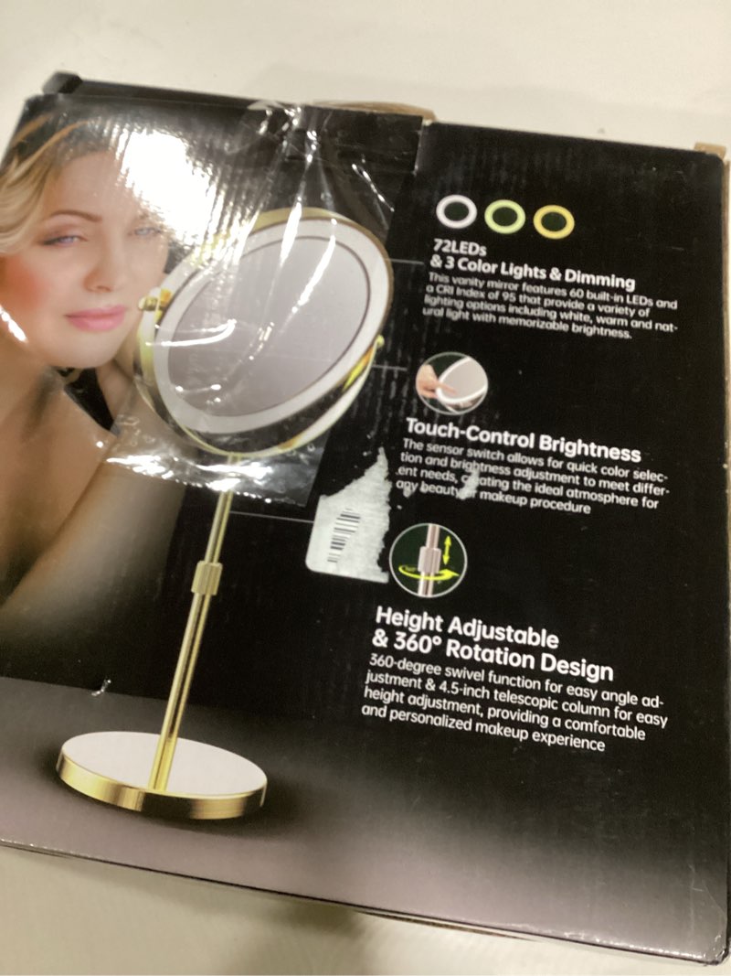 Condition photo showing New/Like New for Lighted Makeup Mirror, 5000 mAh Rechargeable Double Sided Magnifying Vanity Mirror with 3 Colors, 1x