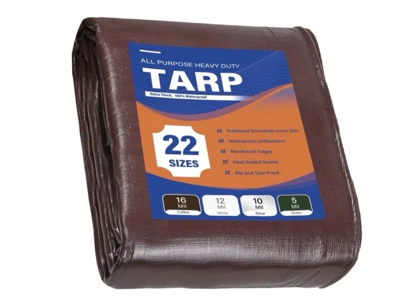 tarps 8' x 10', 16 mil heavy duty waterproof tarps waterproof poly tarps with grommets and reinforced edges uv resistant tear&fade tarpaulin for pool car outdoor coverings