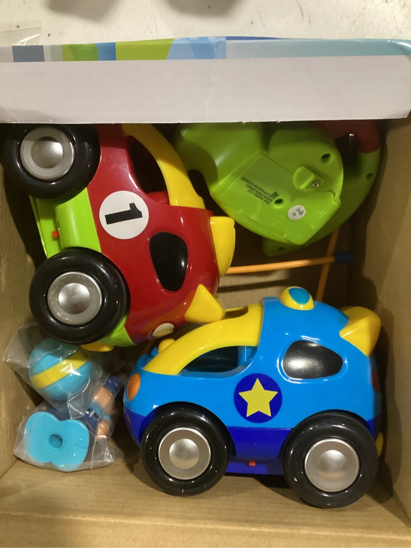 Condition photo showing Good Condition for Prextex 2 Pack Cartoon Remote Control Cars for Toddlers - Police Car and Race Car with Steering Whee