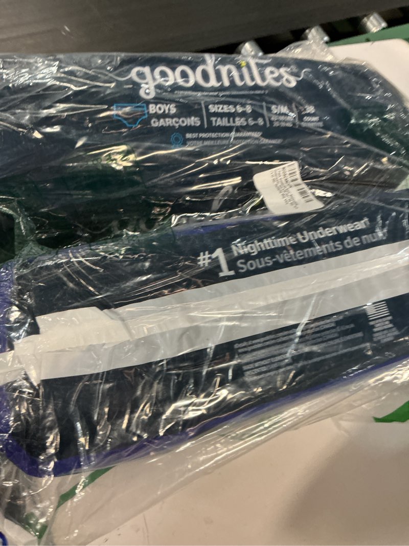 Condition photo showing New/Like New for goodnites boys' bedwetting underwear, size s/m (43-68 lbs), 76 ct (2 packs of 38), packaging may vary small/medium 76
