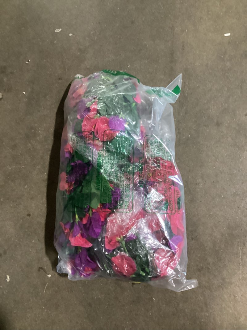 Condition photo showing Good Condition for faux bougainvillea artificial flowers plants for outdoors outside decoration, 2pcs fake flowers silk long trailing vines uv resistant realistic for front door porch planter urn patio balcony yard, mix purple hot-pink