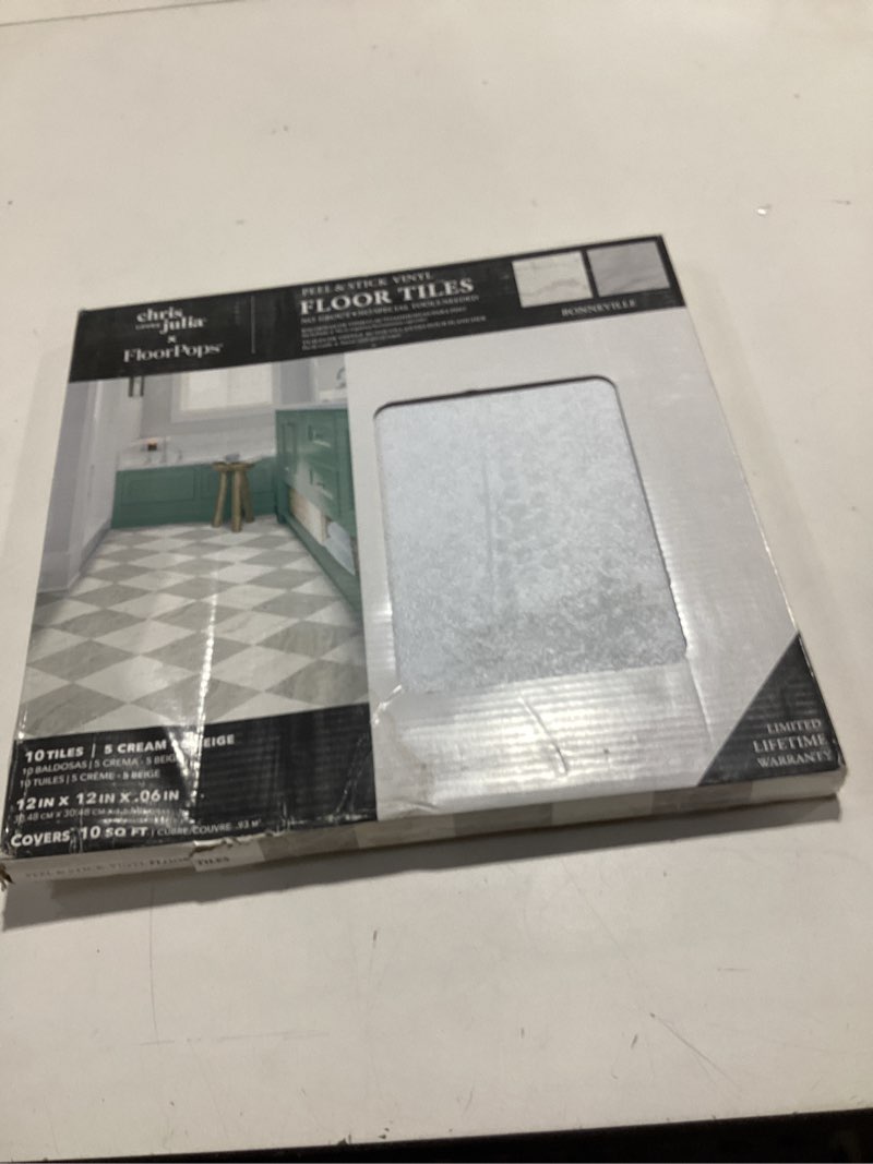 Condition photo showing New/Like New for FloorPops x Chris Loves Julia 12-in by 12-in Bonneville Beige Peel and Stick Floor Tiles, FP5061