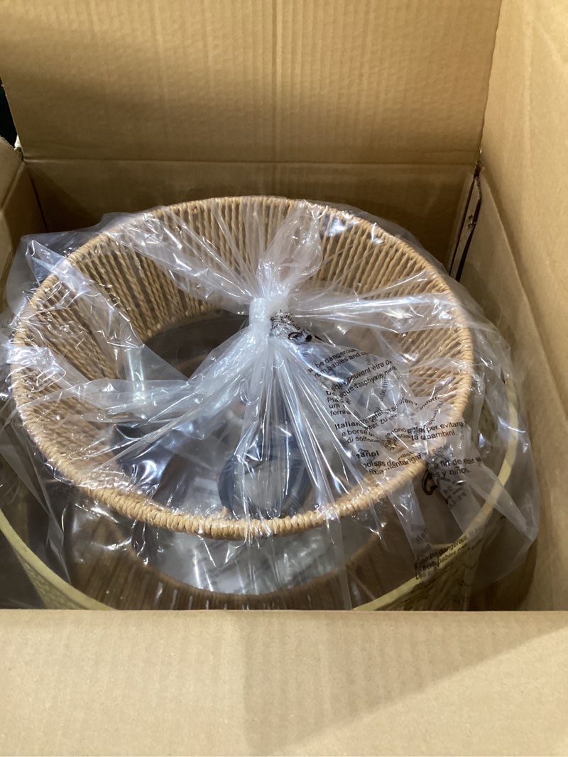 Condition photo showing New/Like New for Modern Large Rattan Pendant Lights Kitchen Island Farmhouse Brown Hand Woven Pendant Lighting Rustic Adjustable Boho Hanging Chandelier Light Fixture for Dining Room Bedroom Foyer MPL09-BR Brown-15.7in