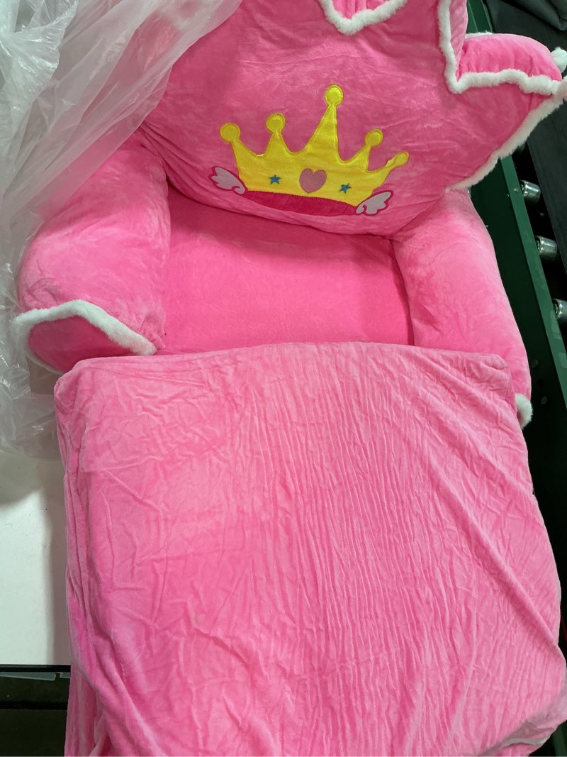 Condition photo showing As Is for Kids Couch 2 in 1 Toddler Couch Fold Out with Flannel Blanket Set Soft Princess Kids Chairs for 1-3 Toddler Comfy Convertible Sofa to Lounger Bed for Reading Sleeping Gaming Decor(Pink)
