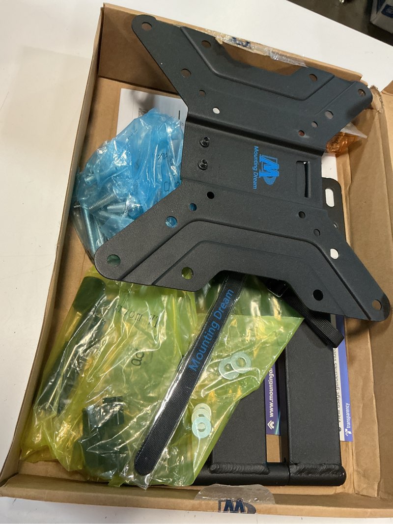 Condition photo showing As Is for mounting dream ul listed lockable rv tv mount for most 17-43 inch tv, rv mount for camper trailer motor home boat truck, full motion unique one step lock rv tv wall mount, vesa 200mm, 44 lbs, md2210 for 17" to 43" tvs,