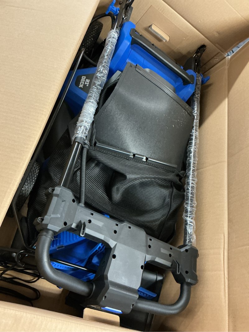 Condition photo showing As Is for kobalt 40-volt 21-in brushless battery push lawn mower 6 ah (battery and charger included)