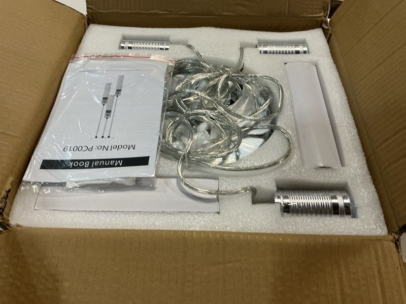 Condition photo showing New/Like New for 3-Lights Pendants Light for Kitchen Island Chandeliers Dining Room Pendant Lighting Fixture Bubble Crystal Ceiling Hanging Lights Bedroom Island Kitchen 6000K White Light Fixtures Chrome Silver 3-lights