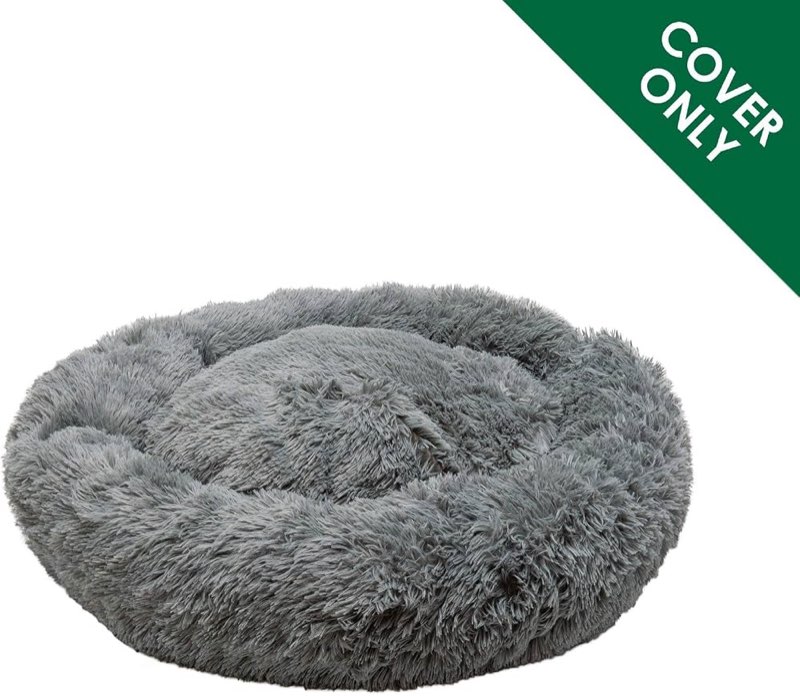hoewina dog & cat bed, 20in cat beds for indoor cats, calming donut bed for puppy and kitten, washable round fluffy pet bed for small medium dogs and cats (dark grey)