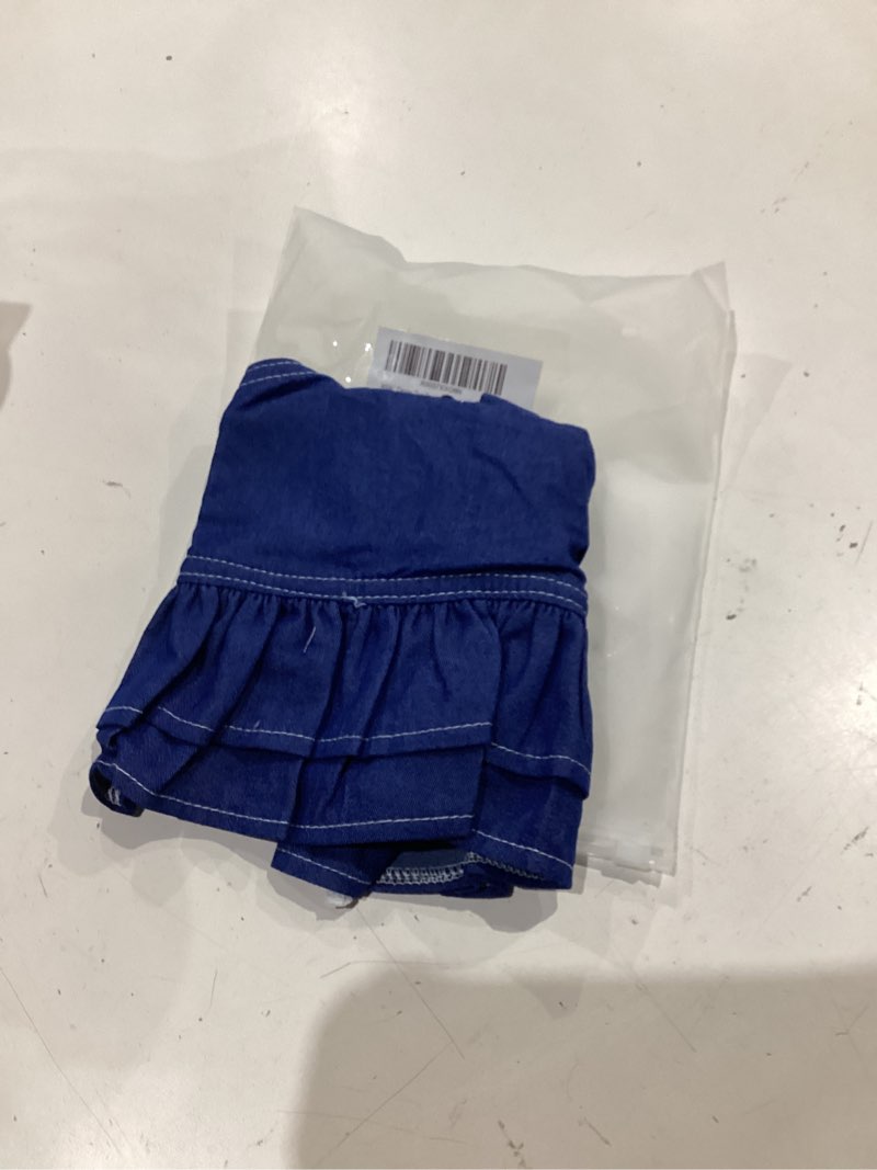 Condition photo showing New/Like New for aniac denim dog dresses for small dogs puppy girl clothes with leash ring and cute bow knot summer cat apparel with d-ring blue girl dog clothes (dar blue,large) denim bow large