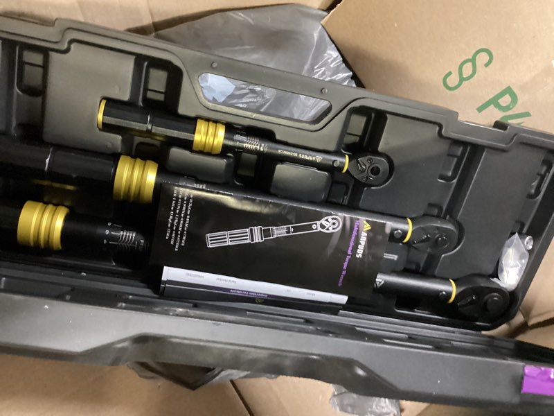 Condition photo showing Good Condition for 1/4 3/8 1/2-inch drive torque wrench, 5 pcs click torque wrench set, 20-240in.lb, 10-110ft.lb, 30-250ft.lb with 2 adapters, dual-direction, 72-tooth, dual range scales for bike, motorcycle, car