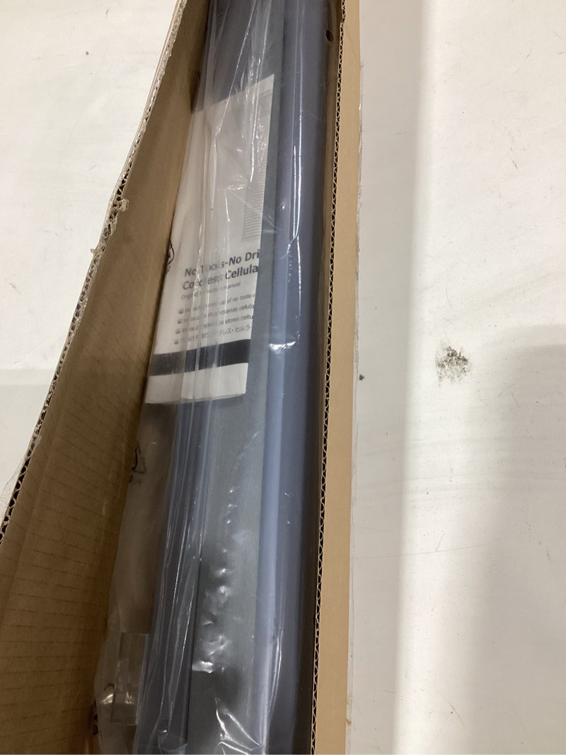 Condition photo showing As Is for lazblinds cordless cellular shades, no tools no drill blackout honeycomb shades pleated blinds for windows, 25" w x 64" h, dark grey blackout-dark grey 25'' w x 64'' h