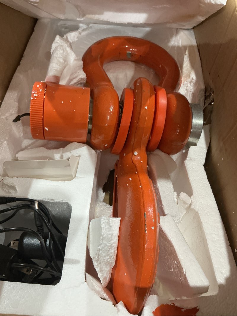 Condition photo showing As Is for (scraped) 10000kg / 22000lb wireless crane scale, 10t heavy duty industrial scale with remote, rechargeable digital hanging scale division 5kg with shackle & hook, handheld meter + hanging piece