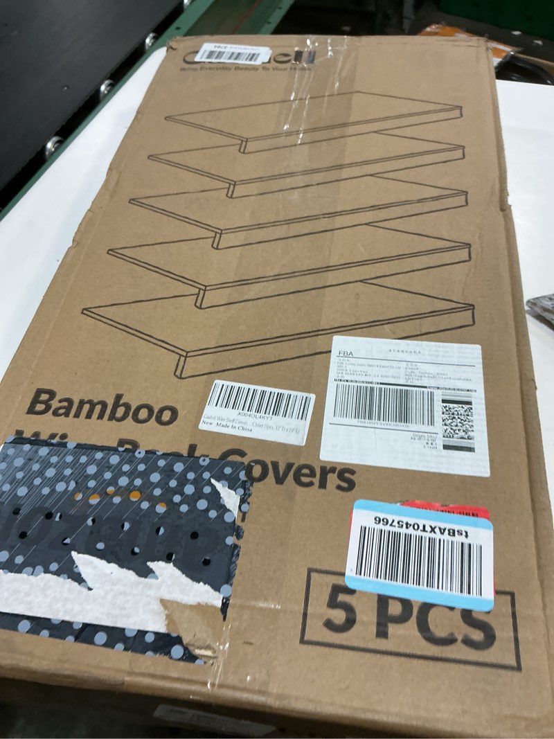 Condition photo showing New/Like New for wire shelf covers, bamboo wire rack covers for pantry, closet (5pcs, 24" w x 12" d) 24"w x 12"d 5