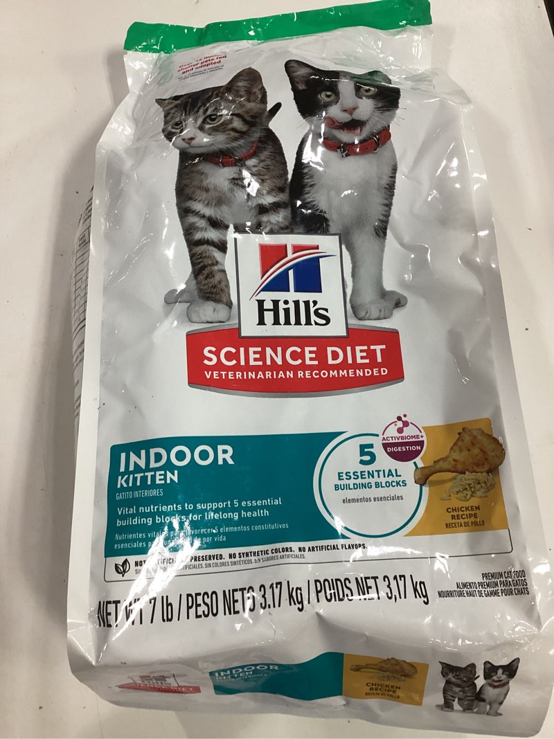 Condition photo showing New/Like New for (Best by 06 2027)Hill's Science Diet Indoor, Kitten, Easy Litter Box Cleanup, Dry Cat Food, Chicken Recipe, 7 lb Bag Chicken 7 Pound (Pack of 1)