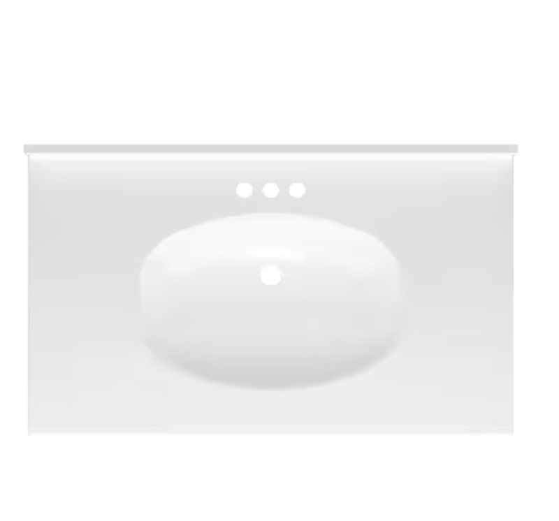 100+ bought last week Project Source 37-in x 22-in White Cultured Marble Single Sink 4-in Centerset Faucet Mount Bathroo