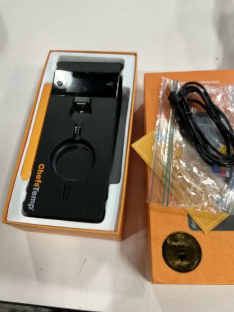 Condition photo showing As Is for chefstemp protemp 2 plus needle probe wireless meat thermometer with temperature controller unlimited range bluetooth & wifi enabled smart cooking smoker grilling bbq oven kitchen (stand + 1 probe) (missing probe)