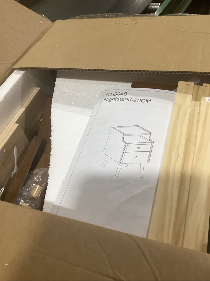 Condition photo showing Good Condition for AQIMUELE Small Nightstand with Drawers, Solid Wood Bedside Table, Narrow Walnut Nightstand for Bedroom 1 Pc(walnut) 15.74''D*7.87''W*19.68''H