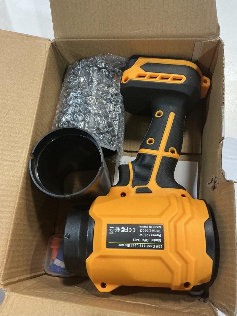 Condition photo showing Good Condition for Cordless Leaf Blower Compatible for Dewalt 20V Battery(NO Battery), Mini Turbo Jet Blower with 2 Nozzles, Lightweight & One-Hand Use, for Patio Garage Yard Cleaning Car Dryer(Tool Only) Yellow+Black