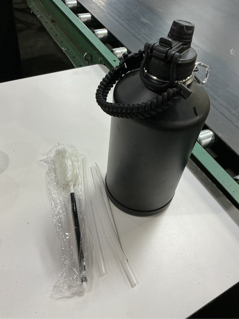 Condition photo showing As Is for swigina 1 gallon insulated water bottle with silicone boot (48hrs cold/24hrs hot) - diy stickers, leakproof, bpa free, 128 oz [2-in-1 lid] black 128 ounces