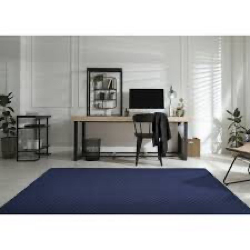 Garland Rug Town Square Navy Blue 12' x 12' Non Slip Area Rug for Living Rooms & Hallways, Stylish &
