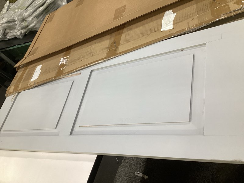 Condition photo showing Good Condition for 18"W x 68"H Americraft Two Equal Flat Panel Exterior Real Wood Shutters (Per Pair), Hailstorm Gray