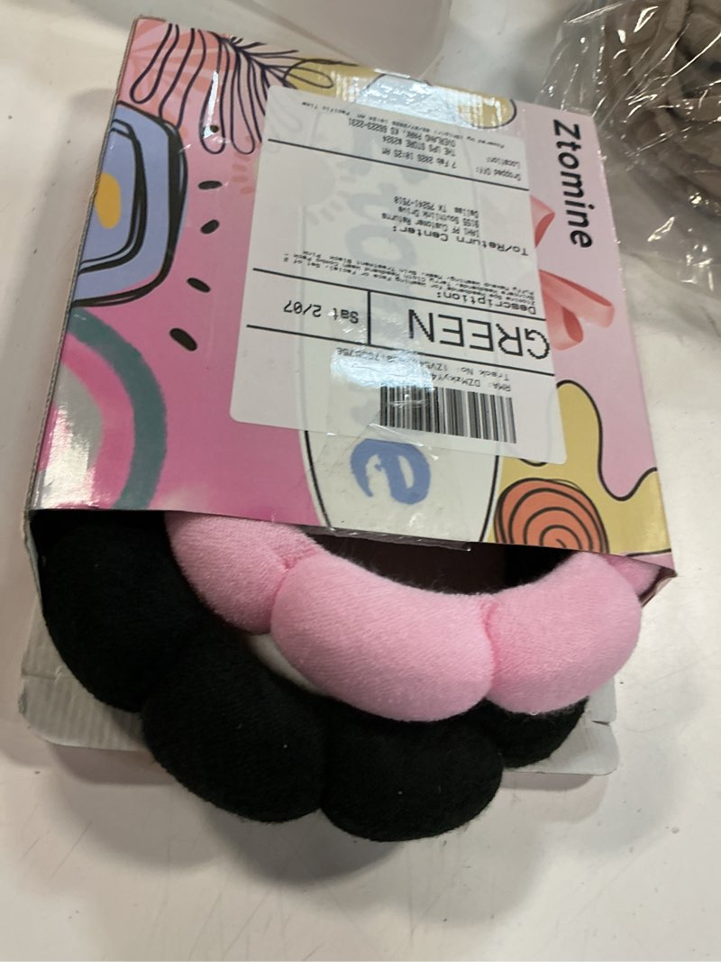 Condition photo showing Good Condition for Spa Headbands for Washing Face or Facial, Set of 2 Skincare Headbands, Terry Cloth Headband Wash Combo Pack - Puffy Makeup Washing, Mask, Skin Treatment (Black & Pink) Black+Pink