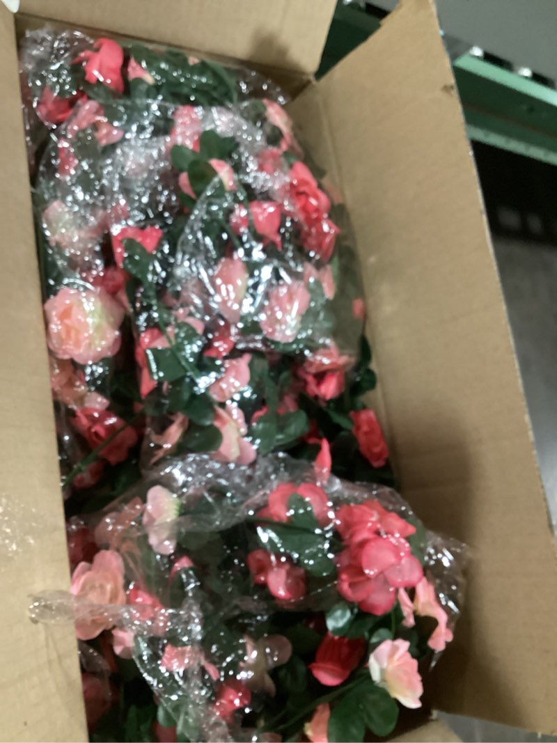 Condition photo showing Good Condition for Nuenen 12 Pcs 92.5 FT Artificial Cherry Blossom Flower Vines Bulk Faux Cherry Hanging Garland Pink Flower Vines Silk Pinks Flowers Garland with Green Leaves for Party Decor(Pink)