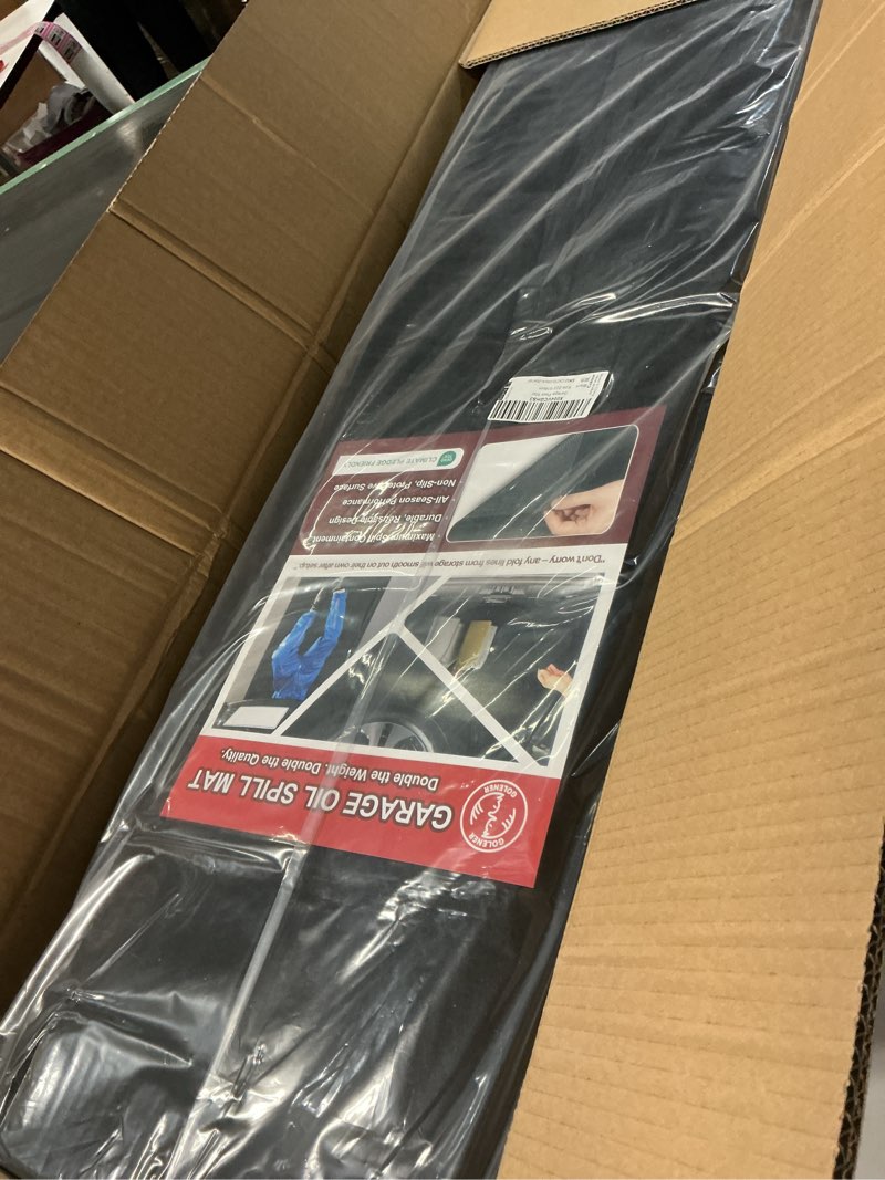 Condition photo showing Good Condition for heavy-duty garage floor mat 17' x 7'4" - waterproof garage flooring for cars & suvs, durable garage mats for floor, oil spill resistant garage pad, under car mat, garage rug for floor, oil change mats 7'4" x 17' (rectangular) black