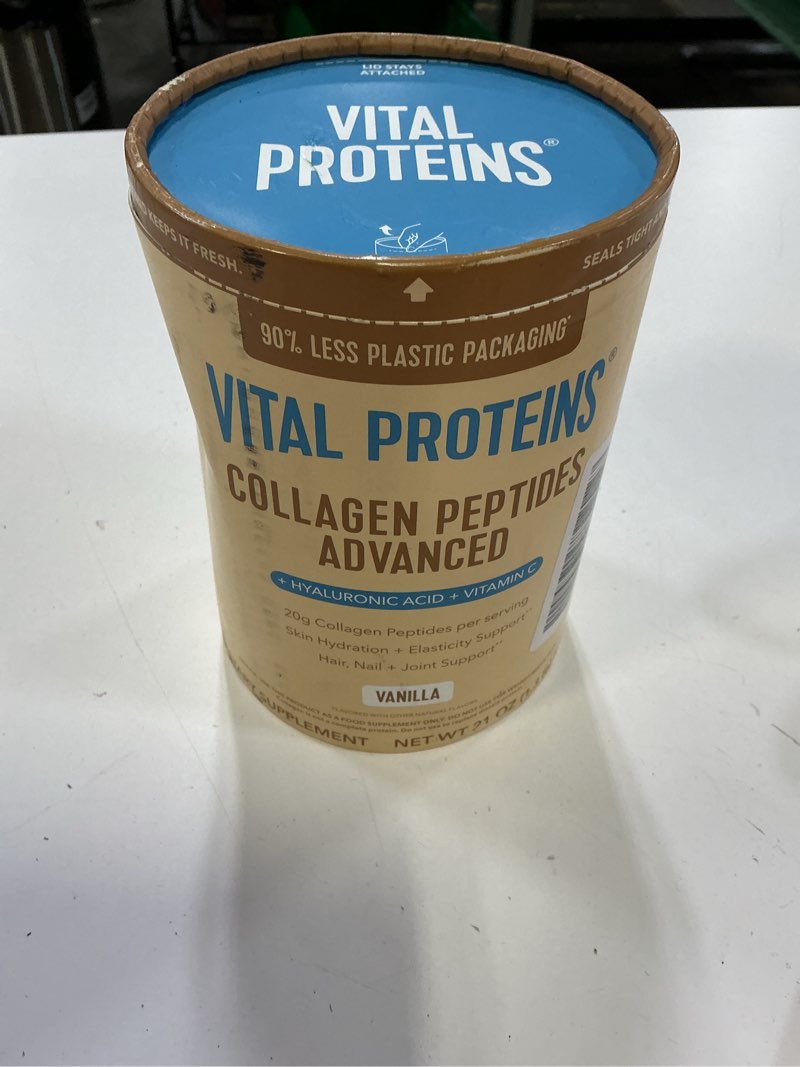 Condition photo showing Good Condition for (bb-08-jan-2028)vital proteins collagen peptides advanced, hydrolyzed peptides with hyaluronic acid and vitamin c - vanilla flavor powder, 21oz vanilla 26 servings (pack of 1)
