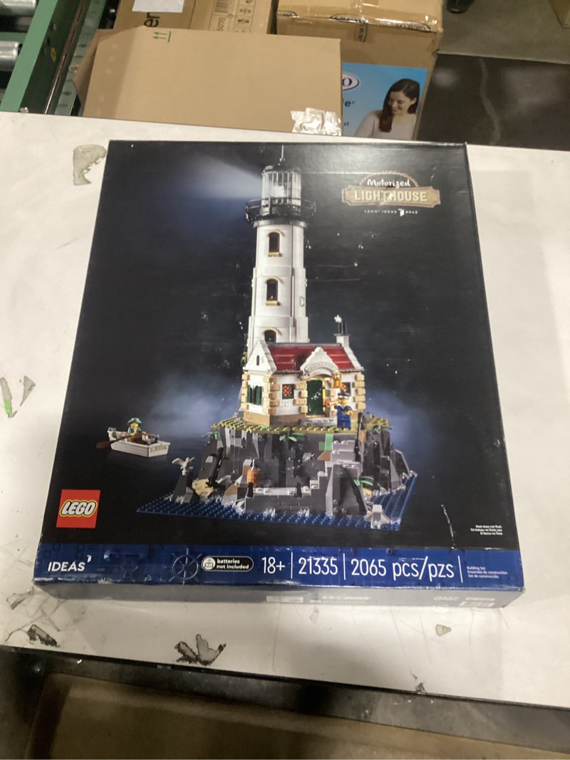 Condition photo showing New/Like New for LEGO Ideas Motorized Lighthouse 21335 Adult Model Building Kit, Complete with Rotating Lights, Quaint Cottage and a Mysterious Cave, Creative Gift Idea