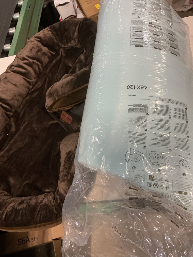 Condition photo showing As Is for Dwanton Orthopedic Dog Bed for Medium Dogs with Gel Memory Foam, Waterproof Dog Sofa, Washable Pet Bed with Four Sided Bolster Cushion, Removable Cover & Non-Slip Bottom, 35", Brown Medium(35 x 25.5 x 6 inch) Brown