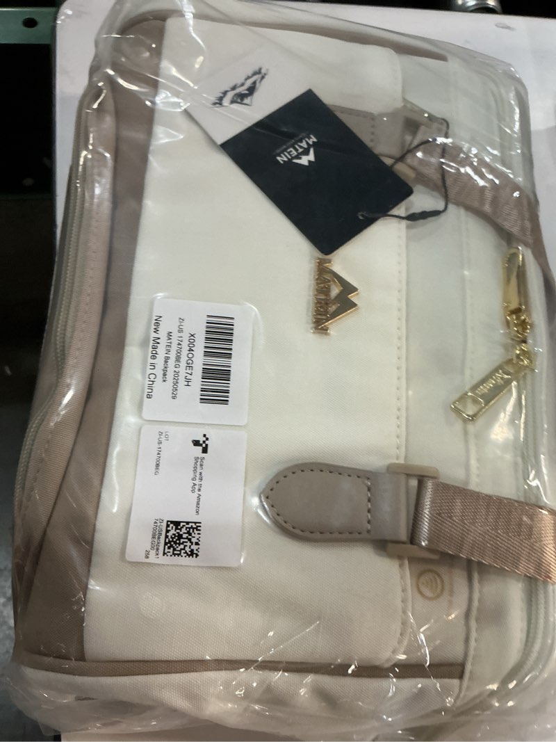 Condition photo showing New/Like New for MATEIN Anti Theft Backpack for Women, 15.6 Inch Commute Work Backpack with Theftproof Zippers & RFID Pocket, Water Resistant Fashion Teacher Bag with USB Charging Port for Travel, Beige Khaki