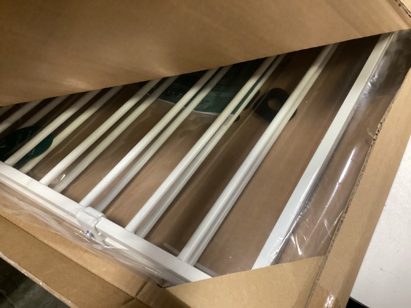 Condition photo showing Good Condition for babelio baby gate for stairs, kitchen & doorways, 26-43" w 28" h no bottom bar| easy installation| one-handed operation| auto-close| hardware mount (drill needed) safety dog/pet gate indoor (white)