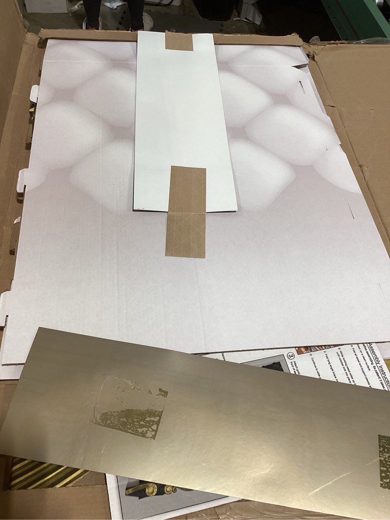 Condition photo showing As Is for beistle 3-d white and gold throne stand-up prop, large chair party decoration, perfect for proms, school dances, birthdays, quinceañeras, and milestone celebrations, 7’ 1.75” x 3’ 9.25”