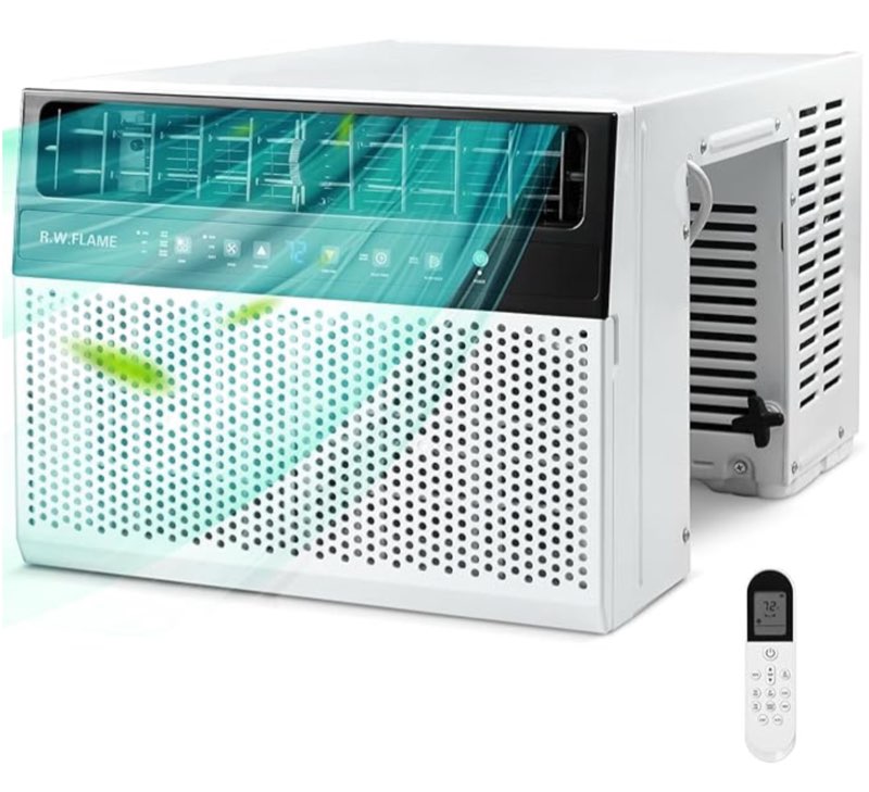 R.W.FLAME 10,000 BTU U-Shaped Window Air Conditioner, Cools Up to 450 Sq.Ft, 6 Modes, 24H Timer, Energy-Saving, Full Window View, White