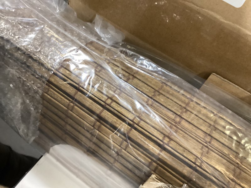 Condition photo showing New/Like New for LazBlinds Cordless Bamboo Roman Shades, Privacy Blinds for Interior Windows, Room Darkening Roll Up Bamboo Blinds for Home & Patio, 36" W x 64" H, Highfield Teak