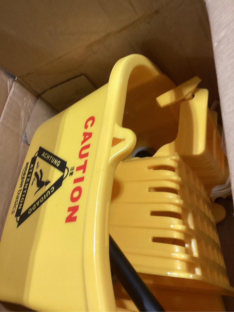 Condition photo showing Good Condition for Amazon Basics Side Press Wringer Combo Commercial Floor Cleaning Rectangular Mop Bucket on Wheels, 35-Quart, Yellow