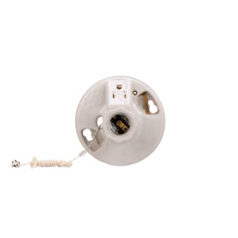 Eaton 660 -Watt Porcelain Pull chain Ceiling Socket , White