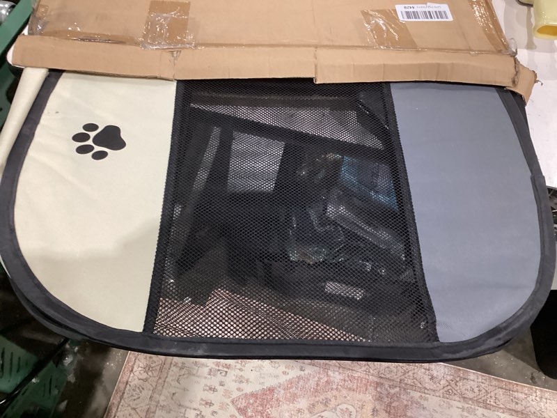 Condition photo showing Good Condition for Portable Pet Playpen, Dog Playpen Foldable Pet Exercise Pen Tents Cat House Playground for Puppy Kitten Indoor Outdoor Travel Camping Use Gray 1 Large (44.8"X44.8"X22.8")