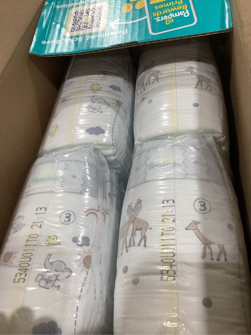 Condition photo showing As Is for Pampers Swaddlers Diapers, Size 3 (13-26 lbs), 136 Count, Absorbent, Keeps Baby Dry and Comfortable, Skin Safe Disposable Baby Diaper (Packaging May Vary) Size 3 136