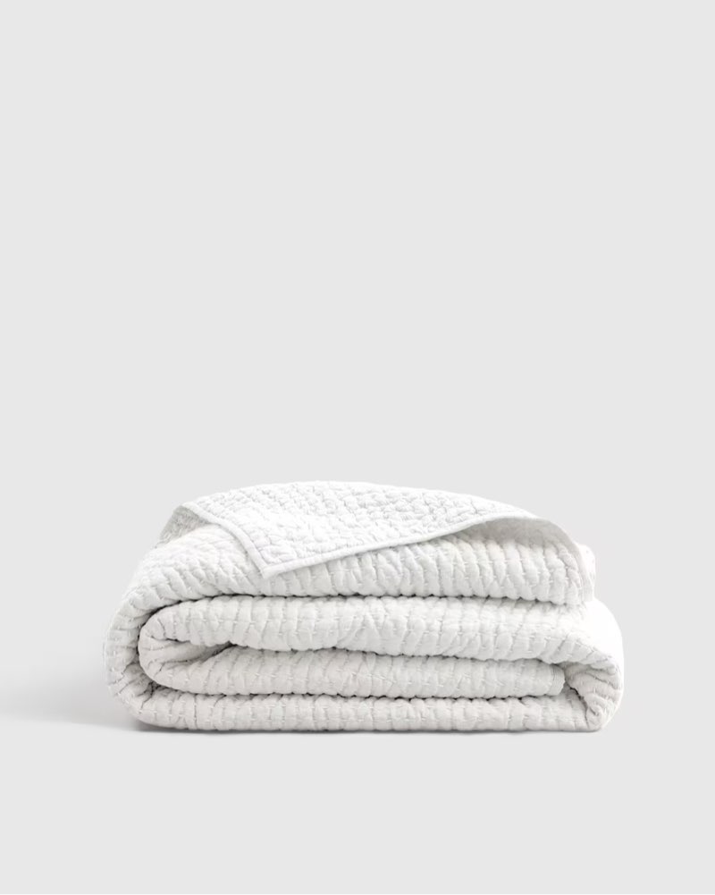 (king, color white)european linen cotton stitch quilt(quince)