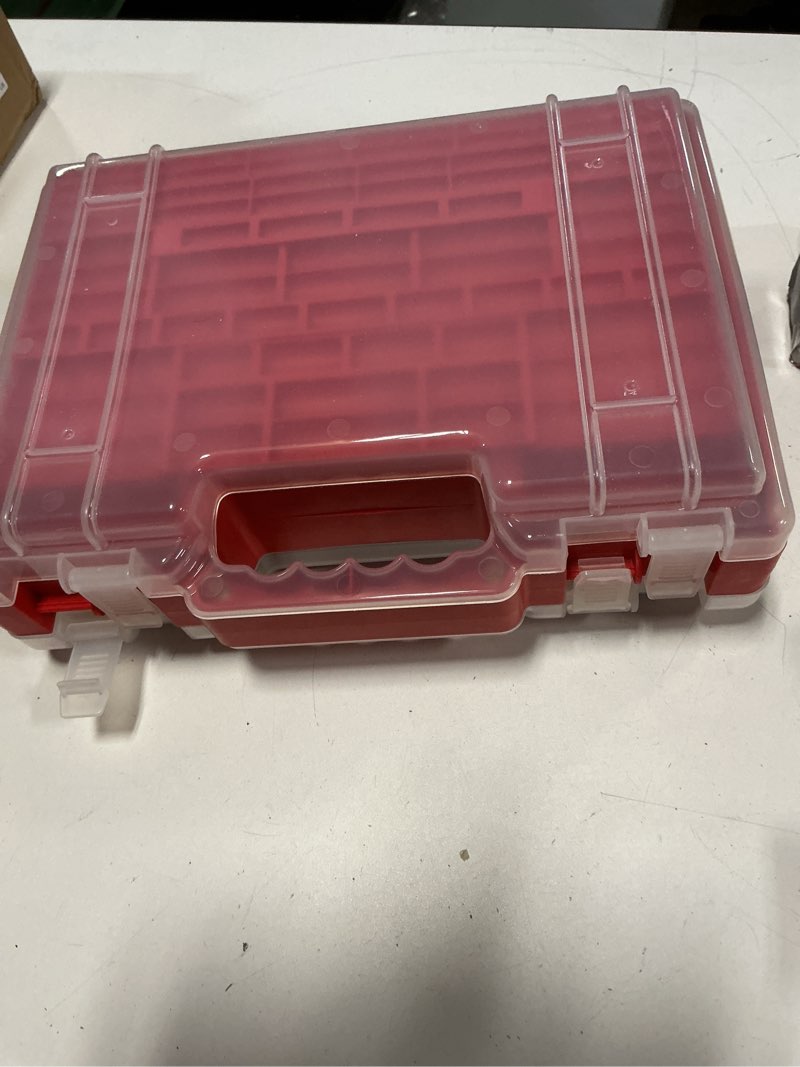 Condition photo showing New/Like New for Battery Organizer Storage Holder Box Case with Tester, Stores & Protects Up to 260 Batteries, Double-Clear Locking Lid, Holds AA AAA C D and More (Red)