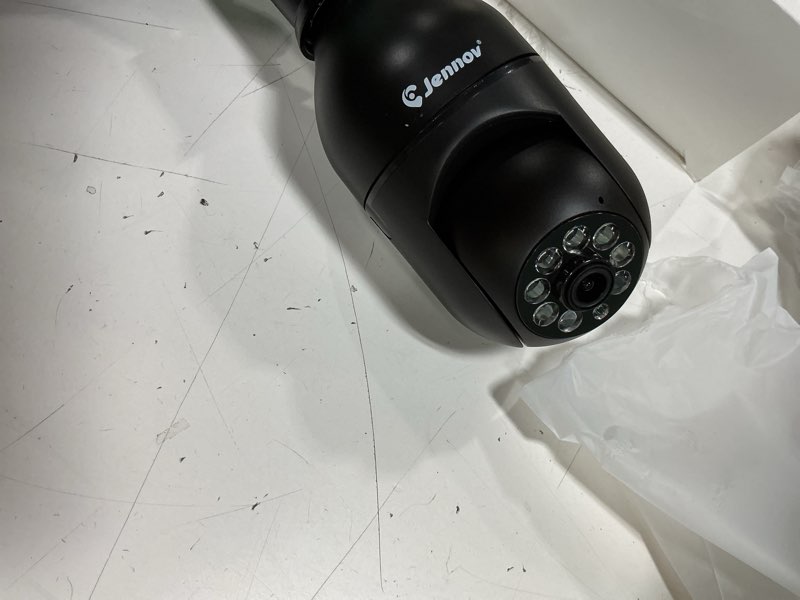 Condition photo showing Good Condition for jennov 2k light bulb security camera wireless outdoor, indoor light socket cameras for home security, human detection, 355°, color night vision, 5g/2.4g wifi, screw in, compatible with alexa black black / 2pk