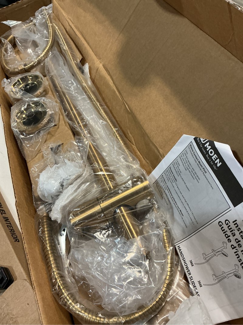 Condition photo showing Good Condition for Moen Eco Performance Single Function Handheld Showerhead, 24 Inch Slide Bar, Brushed Gold Finish, 3868EPBG